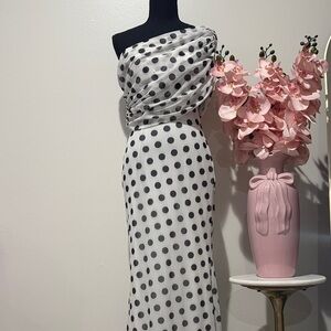 Chic Black and White Polka Dot Maxi Dress